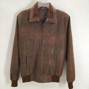 Genuine Leather Distressed BomberJacket Made In Argentina Classic Brown Size Med